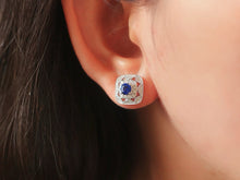 Load image into Gallery viewer, LUOWEND 18K White Gold Natural Sapphire Earrings for Women