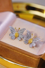 Load image into Gallery viewer, LUOWEND 18K White Gold Real Natural Yellow Diamond Stud Earrings for Women