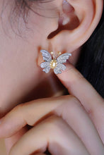 Load image into Gallery viewer, LUOWEND 18K White Gold Real Natural Yellow Diamond Stud Earrings for Women