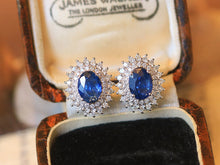 Load image into Gallery viewer, LUOWEND 18K White Gold Natural Sapphire Earrings for Women