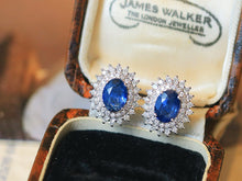 Load image into Gallery viewer, LUOWEND 18K White Gold Natural Sapphire Earrings for Women
