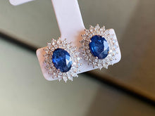 Load image into Gallery viewer, LUOWEND 18K White Gold Natural Sapphire Earrings for Women