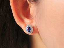Load image into Gallery viewer, LUOWEND 18K White Gold Natural Sapphire Earrings for Women