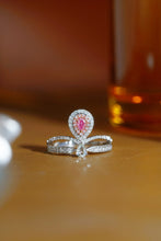 Load image into Gallery viewer, LUOWEND 18K White Gold Natural Pink Diamond Ring for Women