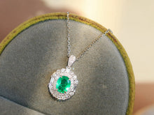 Load image into Gallery viewer, LUOWEND 18K White Gold Natural Emerald Necklace for Women