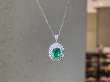 Load image into Gallery viewer, LUOWEND 18K White Gold Natural Emerald Necklace for Women