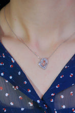 Load image into Gallery viewer, LUOWEND 18K White Gold Real Natural Diamond Pendant Necklace for Women