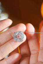 Load image into Gallery viewer, LUOWEND 18K White Gold Natural Pink Diamond Necklace for Women