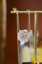 Load image into Gallery viewer, LUOWEND 18K White Gold Natural Pink Diamond Necklace for Women