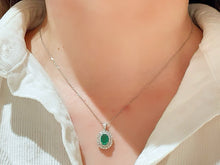 Load image into Gallery viewer, LUOWEND 18K White Gold Natural Emerald Necklace for Women