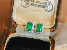 Load image into Gallery viewer, LUOWEND 18K White Gold Natural Emerald Earrings for Women