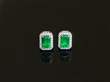 Load image into Gallery viewer, LUOWEND 18K White Gold Natural Emerald Earrings for Women