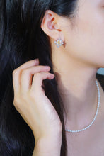 Load image into Gallery viewer, LUOWEND 18K White Gold Real Natural Yellow Diamond Earrings for Women