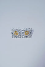 Load image into Gallery viewer, LUOWEND 18K White Gold Real Natural Yellow Diamond Earrings for Women