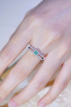 Load image into Gallery viewer, LUOWEND 18K White Gold Real Natural Green Diamond Ring for Women