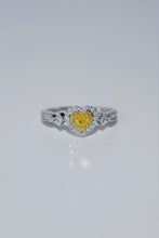 Load image into Gallery viewer, LUOWEND 18K White Gold Natural Yellow Diamond Ring for Women