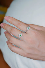 Load image into Gallery viewer, LUOWEND 18K White Gold Natural Green Diamond Ring for Women