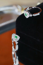 Load image into Gallery viewer, LUOWEND 18K White Gold Natural Green Diamond Ring for Women