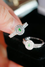 Load image into Gallery viewer, LUOWEND 18K White Gold Natural Green Diamond Ring for Women