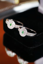 Load image into Gallery viewer, LUOWEND 18K White Gold Natural Green Diamond Ring for Women