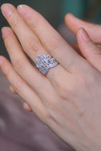 Load image into Gallery viewer, LUOWEND 18K White Gold Real Natural Diamond Ring for Women