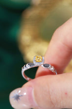 Load image into Gallery viewer, LUOWEND 18K White Gold Natural Yellow Diamond Ring for Women