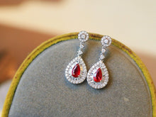 Load image into Gallery viewer, LUOWEND 18K White Gold Natural Ruby Earrings for Women