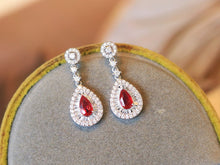 Load image into Gallery viewer, LUOWEND 18K White Gold Natural Ruby Earrings for Women