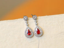 Load image into Gallery viewer, LUOWEND 18K White Gold Natural Ruby Earrings for Women