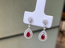 Load image into Gallery viewer, LUOWEND 18K White Gold Natural Ruby Earrings for Women