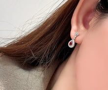 Load image into Gallery viewer, LUOWEND 18K White Gold Natural Ruby Earrings for Women