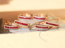 Load image into Gallery viewer, LUOWEND 18K Rose Gold Natural Ruby Earrings for Women