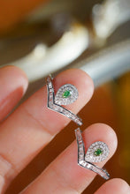 Load image into Gallery viewer, LUOWEND 18K White Gold Natural Green Diamond Ring for Women