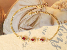 Load image into Gallery viewer, LUOWEND 18K Yellow Gold Natural Ruby Bracelet for Women