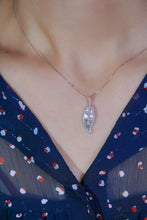 Load image into Gallery viewer, LUOWEND 18K White Gold Real Natural Diamond Pendant Necklace for Women