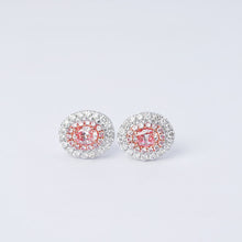 Load image into Gallery viewer, LUOWEND 18K White Gold Real Natural Pink Diamond Stud Earrings for Women