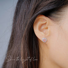 Load image into Gallery viewer, LUOWEND 18K White Gold Real Natural Pink Diamond Stud Earrings for Women