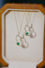 Load image into Gallery viewer, LUOWEND 18K Yellow Gold Real Natural Emerald and Diamond Necklace for Women
