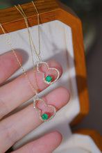Load image into Gallery viewer, LUOWEND 18K Yellow Gold Real Natural Emerald and Diamond Necklace for Women
