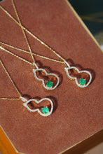 Load image into Gallery viewer, LUOWEND 18K Yellow Gold Real Natural Emerald and Diamond Necklace for Women