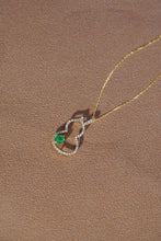 Load image into Gallery viewer, LUOWEND 18K Yellow Gold Real Natural Emerald and Diamond Necklace for Women
