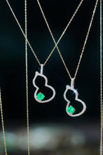 Load image into Gallery viewer, LUOWEND 18K Yellow Gold Real Natural Emerald and Diamond Necklace for Women