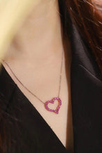 Load image into Gallery viewer, LUOWEND 18K White Gold Natural Ruby Pendant Necklace for Women