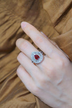 Load image into Gallery viewer, LUOWEND 18K White Gold Real Natural Ruby and Diamond Gemstone Ring for Women