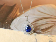 Load image into Gallery viewer, LUOWEND 18K White Gold Natural Sapphire Necklace for Women