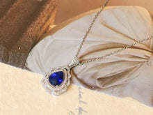 Load image into Gallery viewer, LUOWEND 18K White Gold Natural Sapphire Necklace for Women