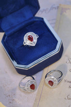 Load image into Gallery viewer, LUOWEND 18K White Gold Real Natural Ruby and Diamond Gemstone Ring for Women