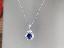 Load image into Gallery viewer, LUOWEND 18K White Gold Natural Sapphire Necklace for Women