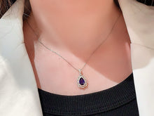 Load image into Gallery viewer, LUOWEND 18K White Gold Natural Sapphire Necklace for Women