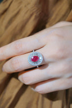 Load image into Gallery viewer, LUOWEND 18K White Gold Real Natural Ruby and Diamond Gemstone Ring for Women